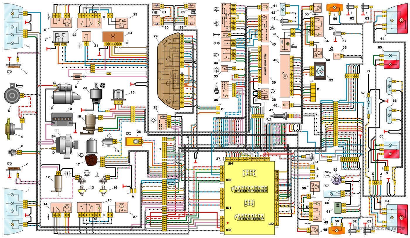 Схема электрооборудования автомобиля ВАЗ-21102 21112 21122